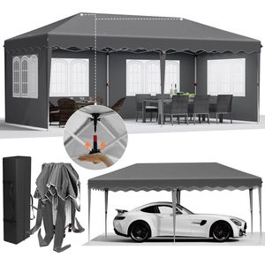 Mima® Partytent-3x6- Party Tent- Grijs- Opvouwbaar- Waterdicht-Paviljoen- Pavilion