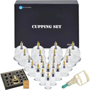 Cupping Set Pro - Massage Cups - Cellulite Massager Apparaat - Massageapparaat - Set van 22 Massage Cups! - Merk: BX Fitness®
