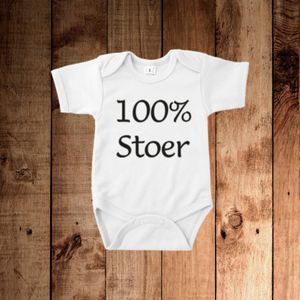 Stoere Baby Romper van Katoen - ""100% Stoer"" - maat 56