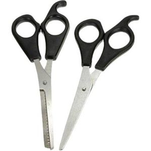Kappersscharen set - Zwart - Kunststof - RVS - Professioneel - 2 stuks - Met uitdunschaar