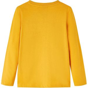 Kindershirt lange mouwen - 104 - Okerkleurig - Beer print