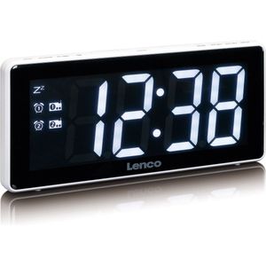 Lenco CR-30WH - Wekkerradio met groot 3” LED Display - Wit