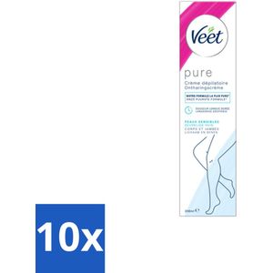 10 x Veet Ontharingscrème Minima Gevoelige Huid 200 ml - Ontharingscrème - Gevoelige Huid - Haarentferning - Benen - Armen