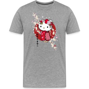 Hello Kitty In Een Rode Kimono En Kersenbloesems Premium T Shirt Heren