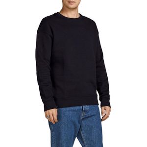 JACK & JONES Bradley sweat crew regular fit - heren sweatshirt katoenmengsel met O-hals - zwart - Maat: XS