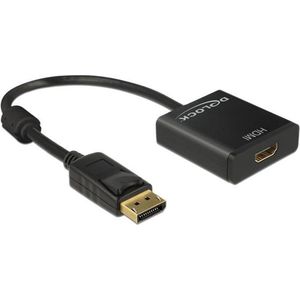 DeLOCK premium DisplayPort naar HDMI actieve adapter - DP 1.2 / HDMI 1.4 (4K 30Hz) / zwart - 0,20 meter