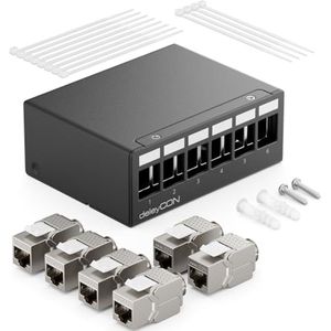 6-Poorts Patchpanel Set met RJ45 Keystone Jack Modules voor CAT6a - Ideaal voor Netwerkverbindingen