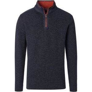 Casa Moda - Stricktroyer - Blauw - Heren Trui met Rits - Opstaande Kraag