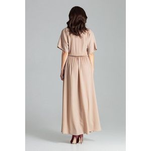 Beige Lange Kimono Mouwen Jurk