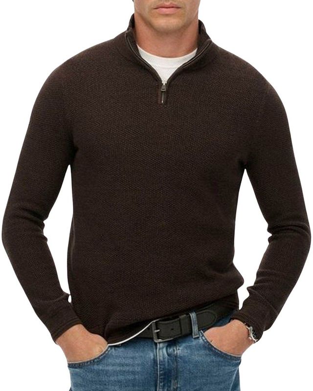 Superdry - M6110682A - Half Rits Trui - Bruin