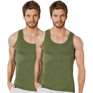 2 Pack Top kwaliteit onderhemd - 100% katoen - Legergroen - Maat S