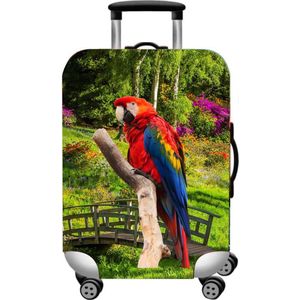 Koffer Beschermhoes - Elastisch kofferhoes met papegaai afbeelding - Large