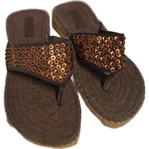 O'NEILL-SPARK-ESPADRILLE SLIPPER-COFFEE/GLITTER-SIZE 39