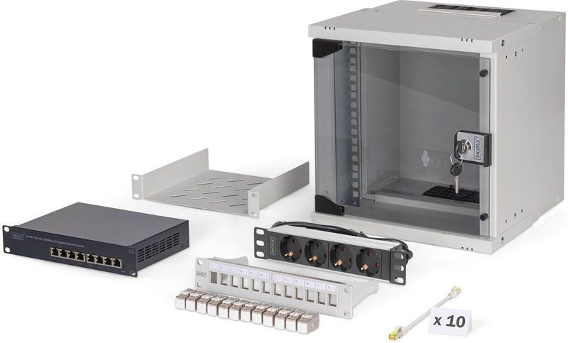 Digitus - SOHO PRO - Wandbehuizing - Grijs - 10 inch - 6U netwerkset met accessoires