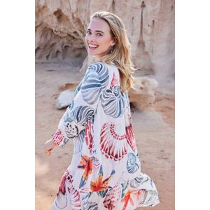 DIDI Dames Dress Sunset in Offwhite with Ocean treasures XL print maat 38