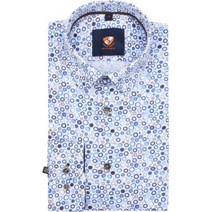 Suitable - Overhemd 261-6 Print Blauw - Heren - Maat 40 - Slim-fit