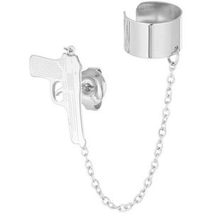YWG - Oorbellen pistool met ear cuff - Zilver kleur