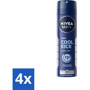 4 x NIVEA Men Deodorant Spray Cool Kick 150 ml - NIVEA MEN - Deodorant Spray - Anti-transpirant - 48 Uur Bescherming - Cool Kick