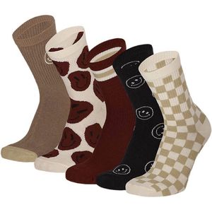 Apollo - Sokken - Smiley's - 5-pack - Beige - Maat 23/26