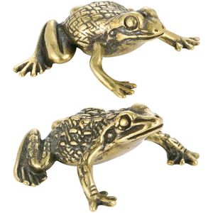Boraboi ® Verfijnde Messing Kikker- en Paddenbeeldjes voor Decoratie en Geluk, Set van 2 Miniaturen