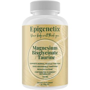 Epigenetix - Magnesium Bisglycinaat 150 mg in Combinatie met L-taurine - 60 premium tabletten - Voor energie, spieren en mentale balans, hoogwaardige magnesium in bisglycinaat & citraatvorm
