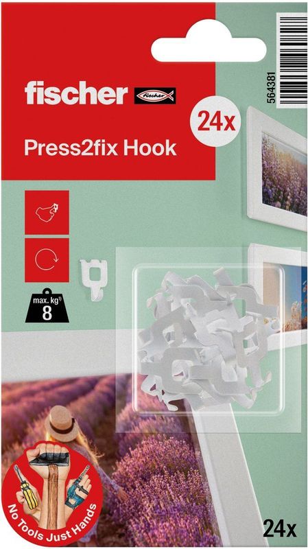 Fischer - Fotoklauw - Wandhaak - Wit - 24 Stuks
