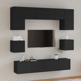 The Living Store Televisiemeubel Set - Klassiek - TV-meubels - 60x30x30 cm - 80x30x30 cm - 30.5x30x30 cm - Zwart bewerkt hout