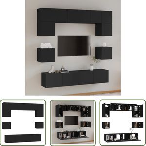 The Living Store Televisiemeubel Set - Klassiek - TV-meubels - 60x30x30 cm - 80x30x30 cm - 30.5x30x30 cm - Zwart bewerkt hout