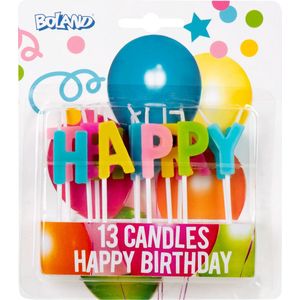 Boland - 13 Kaarsjes 'Happy Birthday' Multikleur - Geen thema - Verjaardag