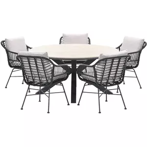 vidaXL 4-delige Loungeset poly rattan zwart en grijs, tuinset, loungemeubelset, bankstel, tuinmeubelset, meubelset, zithoek, terrasmeubel, terrasset