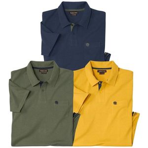 ATLAS FOR MEN - Set van 3 katoenen polo’s Atlas For Men - Heren - Verkrijgbaar in grote maten - 3XL