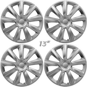 Wieldoppen VERONIQUE-CLS 13 inch 3D zilver carbon-look (set a 4 stuks in doos)