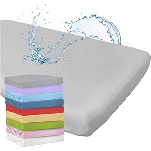 WhizProducts Hoeslaken met geïntegreerde matrasbeschermer 60 x 120 cm (zilvergrijs) voor babybed