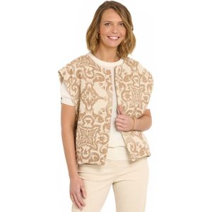 Mouwloos jacquard jasje met ronde hals