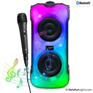 PartyFunLights - Bluetooth Party Karaoke Set - LED front wisselt van kleur - incl. microfoon - lichteffecten