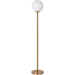 Atmooz - Rex - Staande lamp - Antique Brass Brons met Witte Glazen Bol - Metaal - 160 cm - Woonkamer - Eetkamer - Slaapkamer