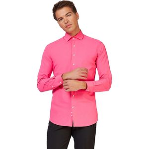 OppoSuits Mr. Pink Shirt - Heren Overhemd - Casual Effen Gekleurd - Roze - Maat EU 43/44