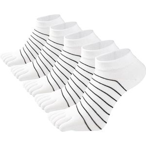 5 paar - Teensokken - Toe socks - Yoga sokken - katoenen teensokken voor dames - Runner teensokken - Runner Teensokken - Gladde teennaad - Katoen - Comfortabele Sokken - sportsokken - losse teensokken - ademende sportsokken - wit
