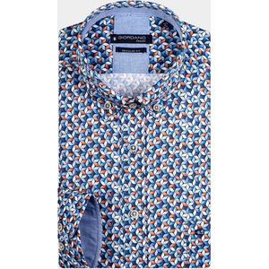 Giordano - Lange Mouwen Overhemd - Blauw - Katoen-Stretch