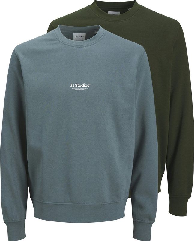 JACK & JONES Sweatshirt 'JJESoho'  jade groen / donkergroen / wit