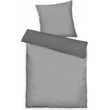 Tom Tailor - Katoen Satijn Beddengoed - Grijs - Dekbedovertrek 140x200 cm met Kussensloop 70x90 cm