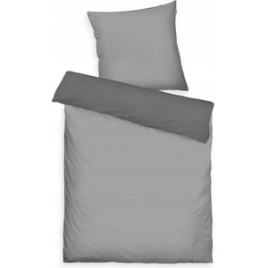 Tom Tailor - Katoen Satijn Beddengoed - Grijs - Dekbedovertrek 140x200 cm met Kussensloop 70x90 cm