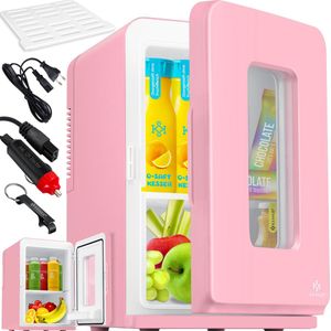 KESSER® Tafelmodel Koelkast 15 Liter AC DC 220-240V en 12V - Mini Koelkast Vrijstaand met Verwarmingsfunctie - Koelbox ideaal voor Auto en camperen - Roze