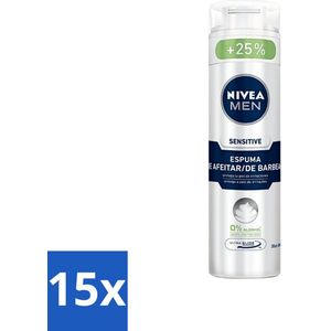 15 x Nivea - Men - Sensitive Shaving Foam - Beschermt Tegen Irritaties - 250 ml - Kamille - Gladde Scheerbeurt - Verzorging - NIVEA Men