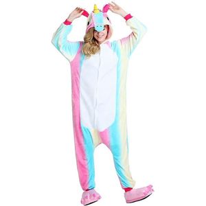 Leuke Dieren Onesie - Kleurrijk Eenhoorn - Maat M (160-167cm) - Pyjama - Jumpsuit - Kostuums - Pyjama's - Nachtkleding - Themafeest - Verkleedkleding - Carnavalskleding - Dames - Heren- Kinderen - Volwassenen - Halloween