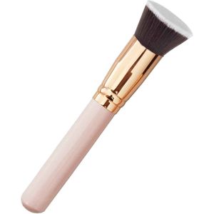 Crrynuo Foundation Brush - 1 Stuk - Complection Perfection Brush - Plat Top Design - Roze - Soft Touch Synthetische Haren - Make-up Kwast Voor Egale Aanbrenging