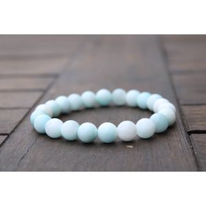 Bixorp Gems Chinese Larimar Edelstenen Armband - Gepolijste Edelsteen Kralenarmband - Cadeau voor Haar