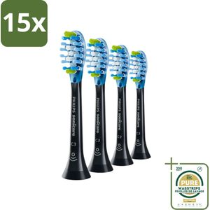 15 x Philips Sonicare - Opzetborstels - C3 Premium Plaque Defense - Grondige Reiniging - 4 opzetborstels - HX9044/33 - Grootverpakking - Tandplakverwijdering - Mondhygiëne - Elektrische Tandenborstel - Borstelkop - Sonische Technologie