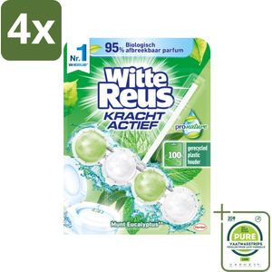 Witte Reus - Toiletblok Kracht Actief Pro Nature - Munt & Eucalyptus - 1 Toiletblok - Voordeelverpakking - 4 stuks - Toiletblok - Reinigingsmiddel