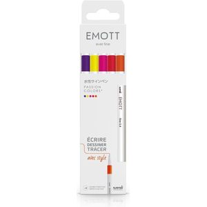 Uni Emott - Fineliner stiften - Passion Kleuren - set van 5 kleuren